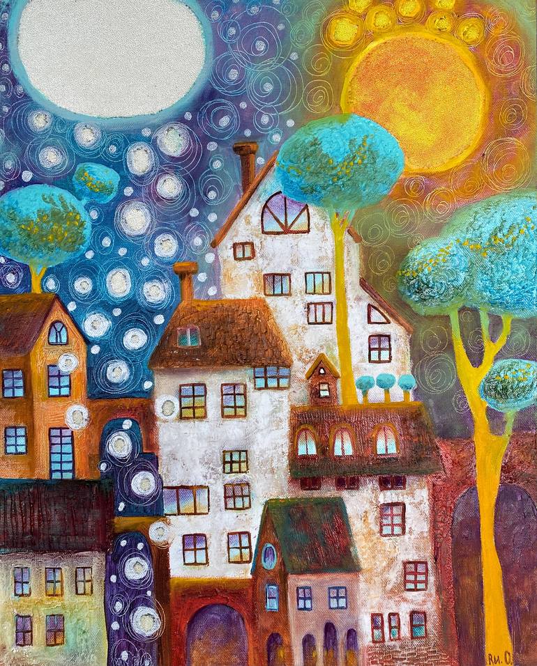 City fairy tale Painting by Olesya Rubinova | Saatchi Art