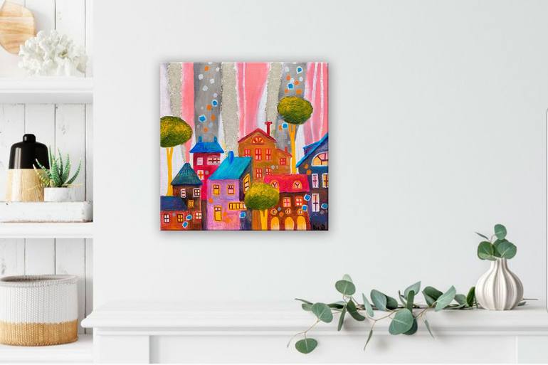 Original Abstract Cities Painting by Olesya Rubinova