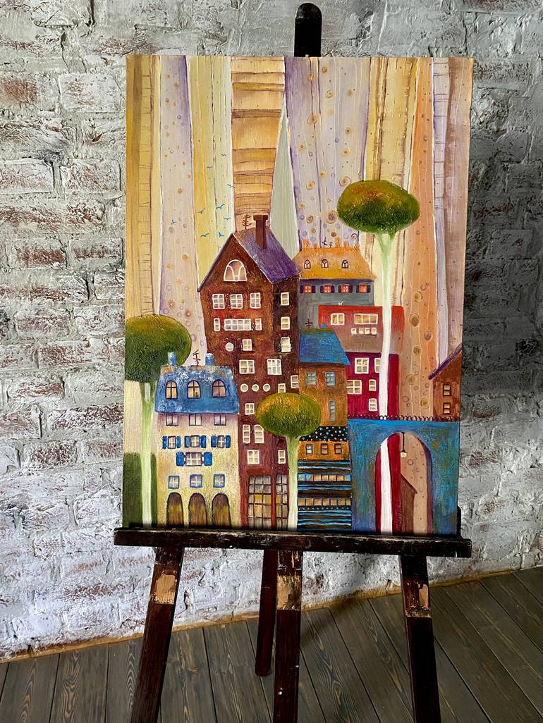 Original Fine Art Cities Painting by Olesya Rubinova