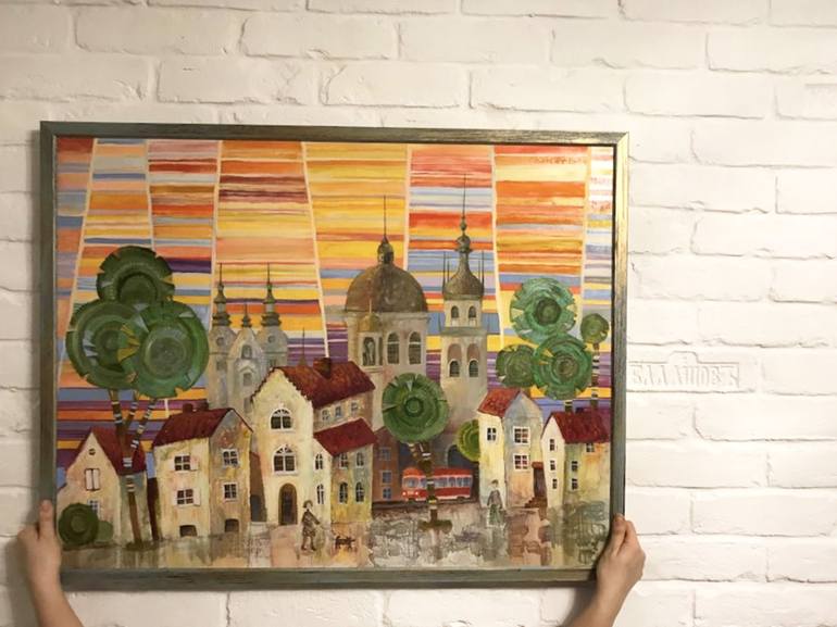 Original Fine Art Cities Painting by Olesya Rubinova