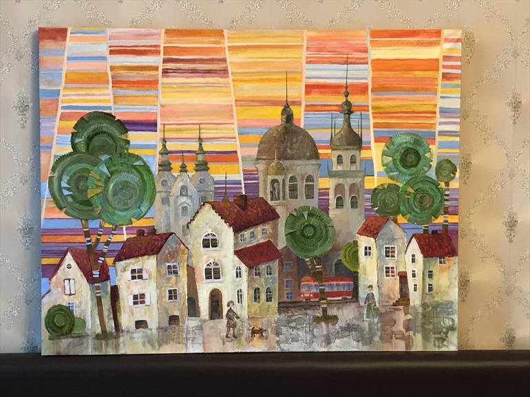 Original Fine Art Cities Painting by Olesya Rubinova