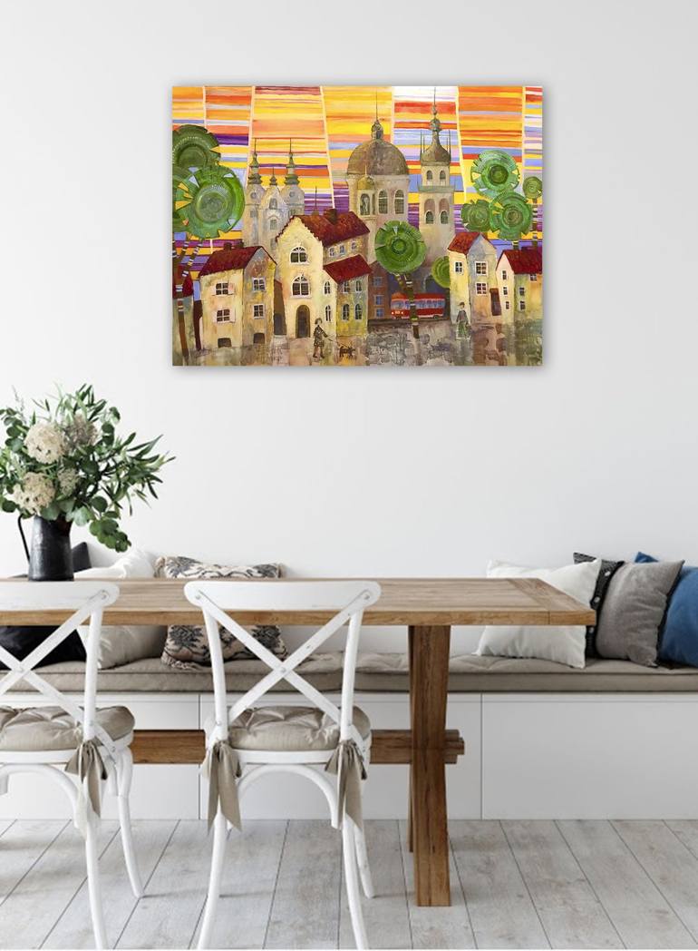 Original Fine Art Cities Painting by Olesya Rubinova