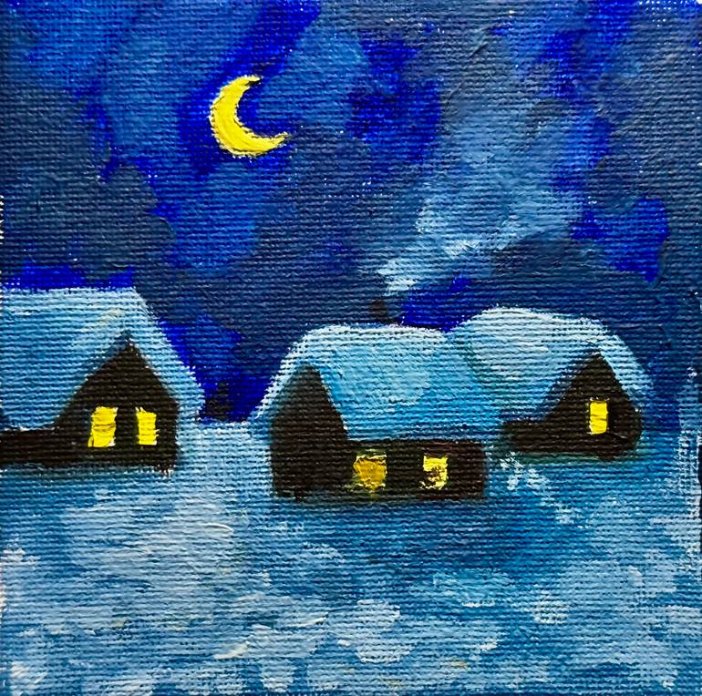 Original Language Painting by Ekaterina Dutkevich | Expressionism Art on Canvas | Christmas Eve