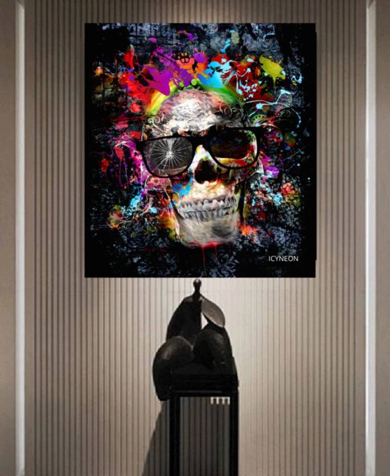 NEW*100%REAL COOL SKULL CANVAS ART PAINTING by Manas Milan | Saatchi