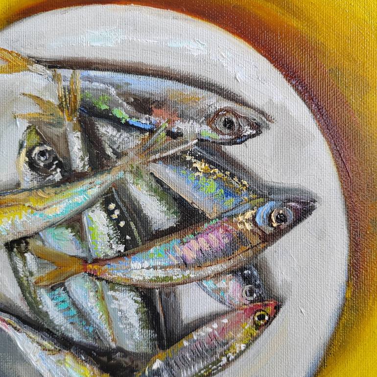 Original Minimalism Fish Painting by Leyla Demir