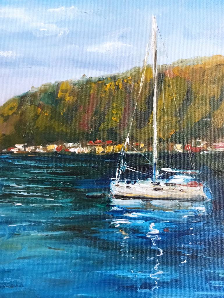Original Impressionism Seascape Painting by Leyla Demir