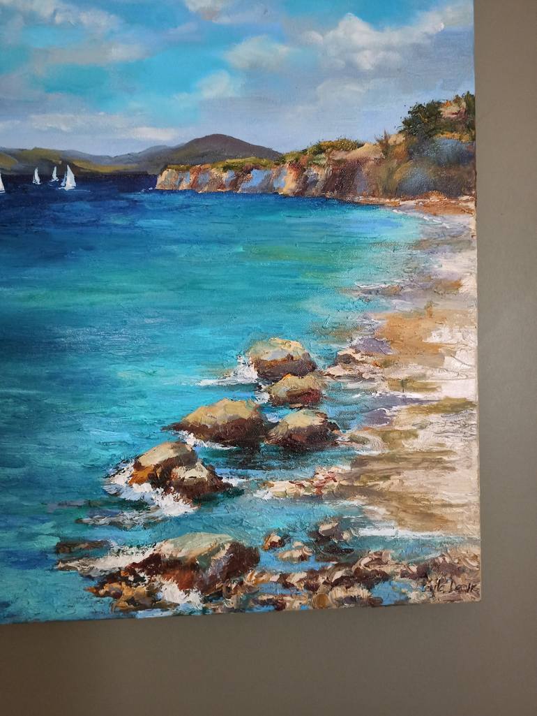 Original Impressionism Seascape Painting by Leyla Demir