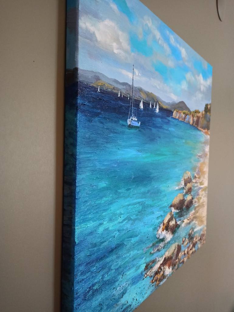 Original Impressionism Seascape Painting by Leyla Demir