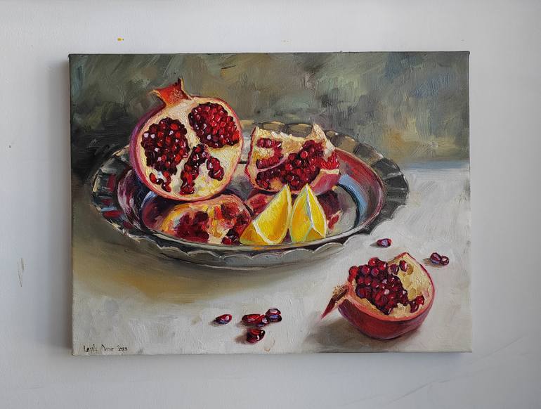 Original Expressionism Still Life Painting by Leyla Demir
