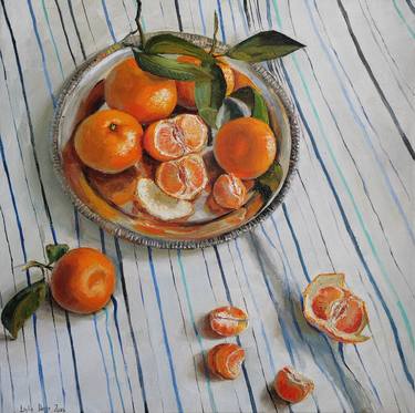 Clementines fruit still life large oil painting thumb