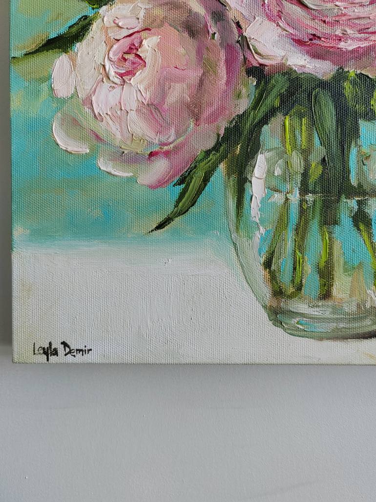 Original Floral Painting by Leyla Demir