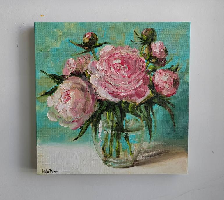 Original Floral Painting by Leyla Demir
