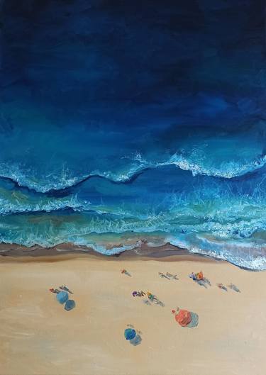 Original Impressionism Beach Paintings by Leyla Demir
