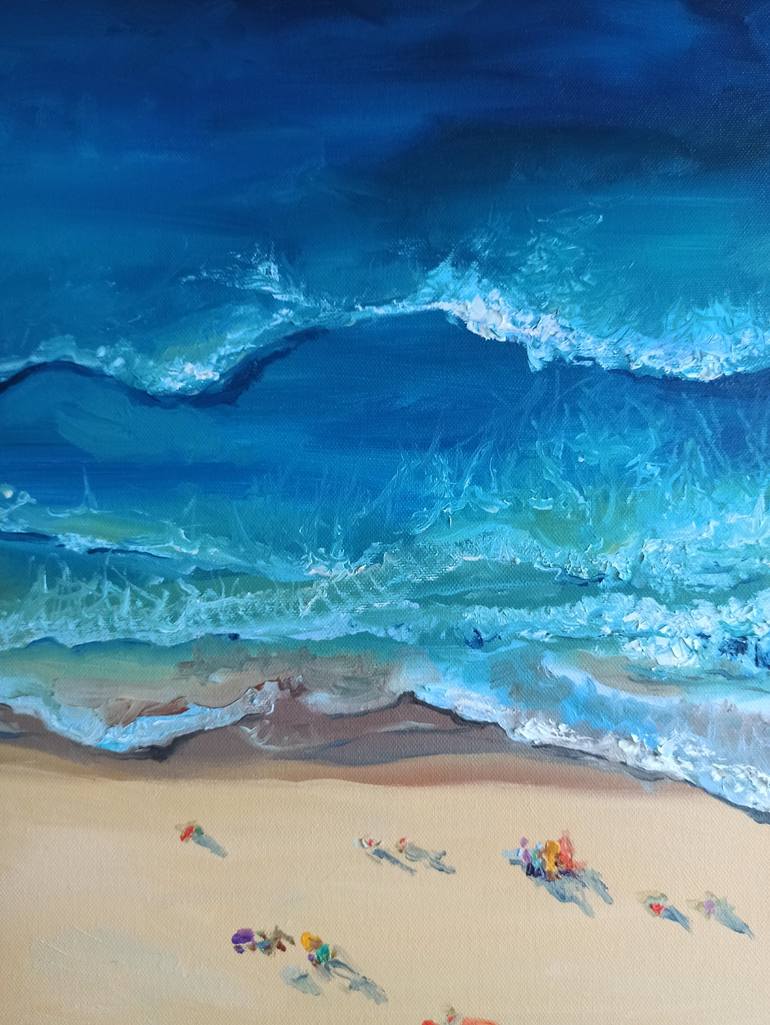 Original Impressionism Beach Painting by Leyla Demir