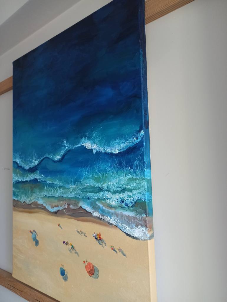 Original Beach Painting by Leyla Demir