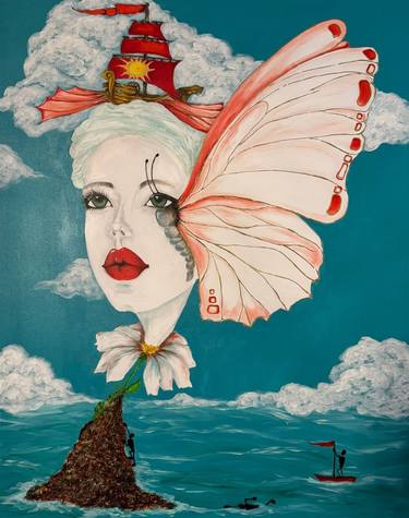 Original Modernism Fantasy Painting by Natalya Cernov