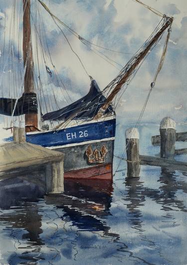 Original Impressionism Boat Paintings by Olena Glogoviak