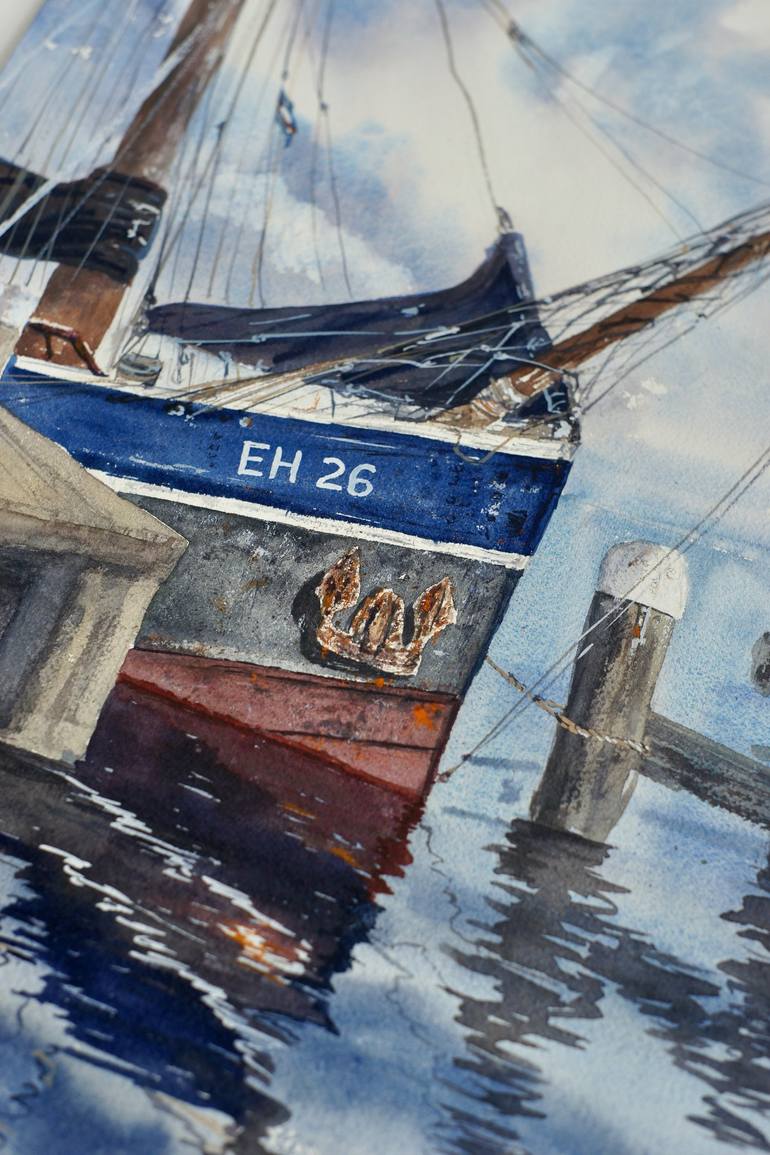 Original Impressionism Boat Painting by Olena Glogoviak