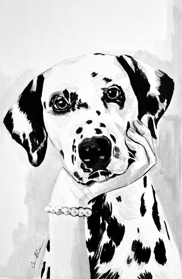 Original Figurative Dogs Drawings by Gilles LeBlu