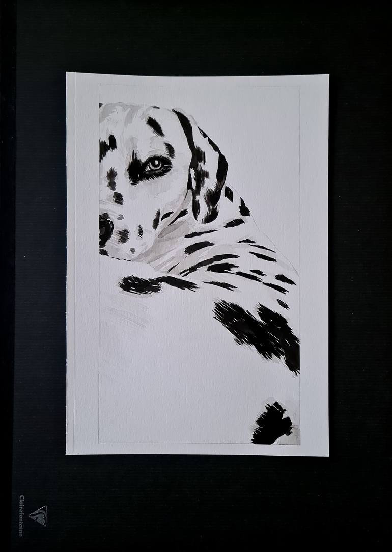 Original Fine Art Dogs Drawing by Gilles LeBlu