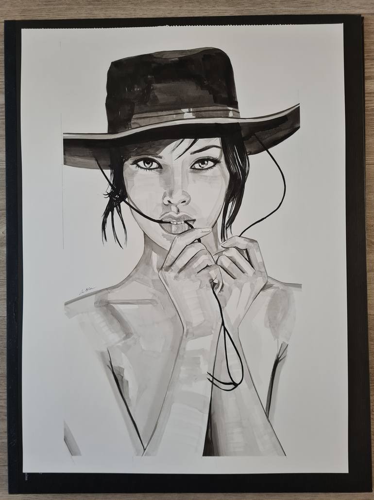 Original Figurative Horse Drawing by Gilles Leblu