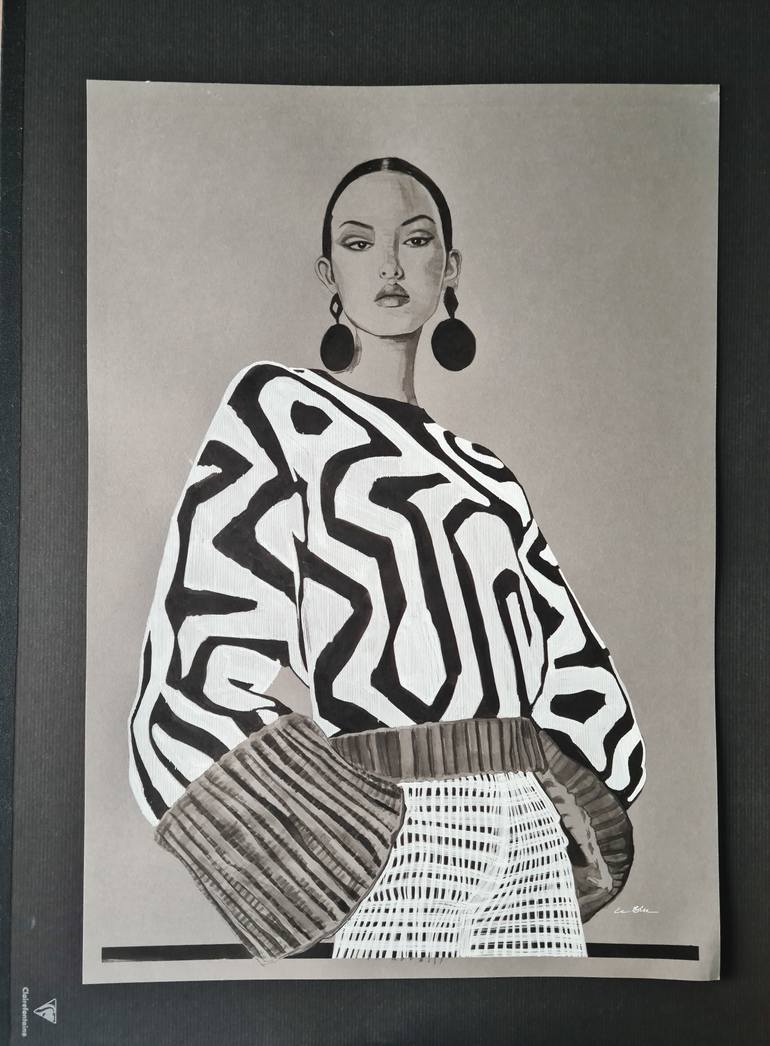 Original Figurative Fashion Drawing by Gilles Leblu