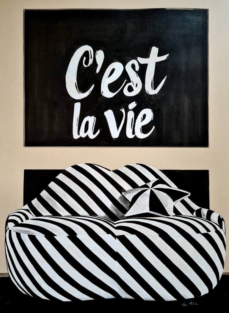 Original Home Drawing by Gilles Leblu | Figurative Art on Paper | C'est la vie