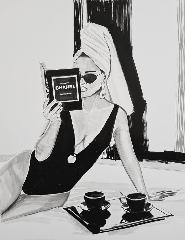 Lazy Sunday with Chanel Drawing by Gilles LeBlu