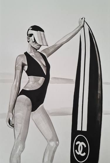 Original Fine Art Beach Drawings by Gilles LeBlu