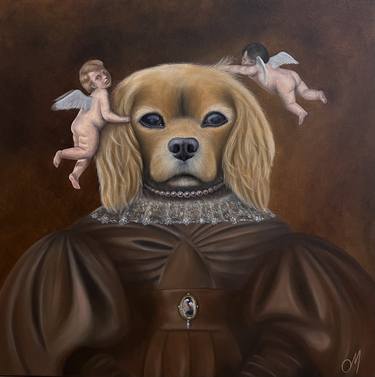 Original Dogs Painting by Oksana Mamonova
