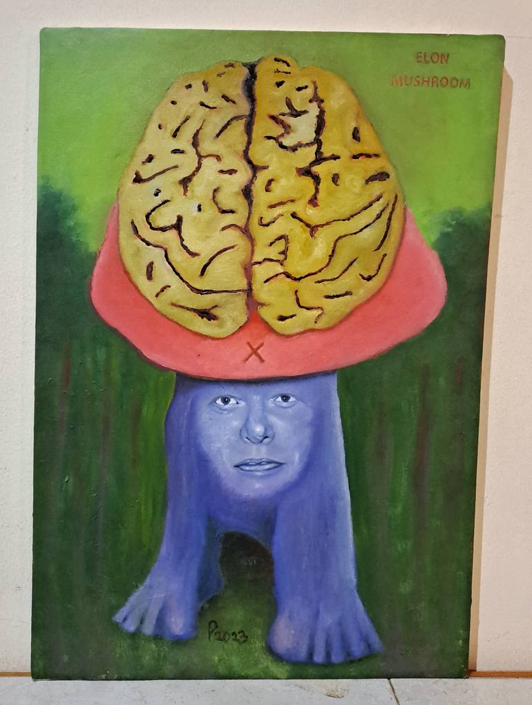 Original Surrealism People Painting by Pramu Kanjutium