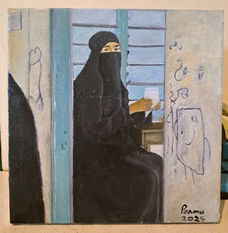 Original Realism People Painting by Pramu Kanjutium