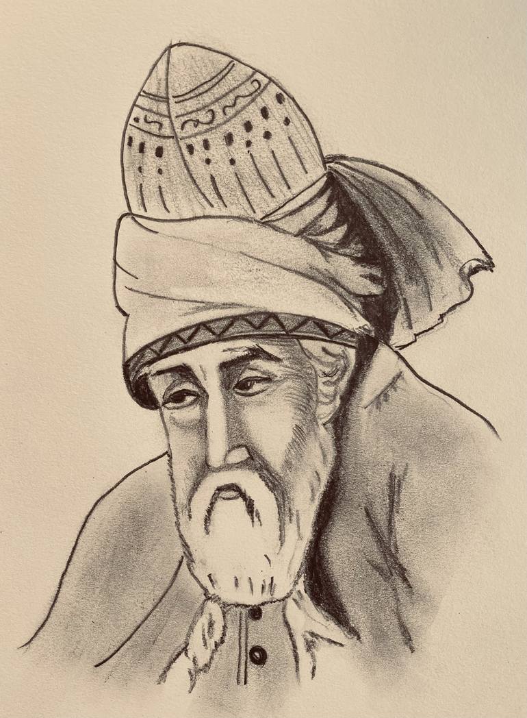 Rumi Drawing by Nitin Gambhir | Saatchi Art