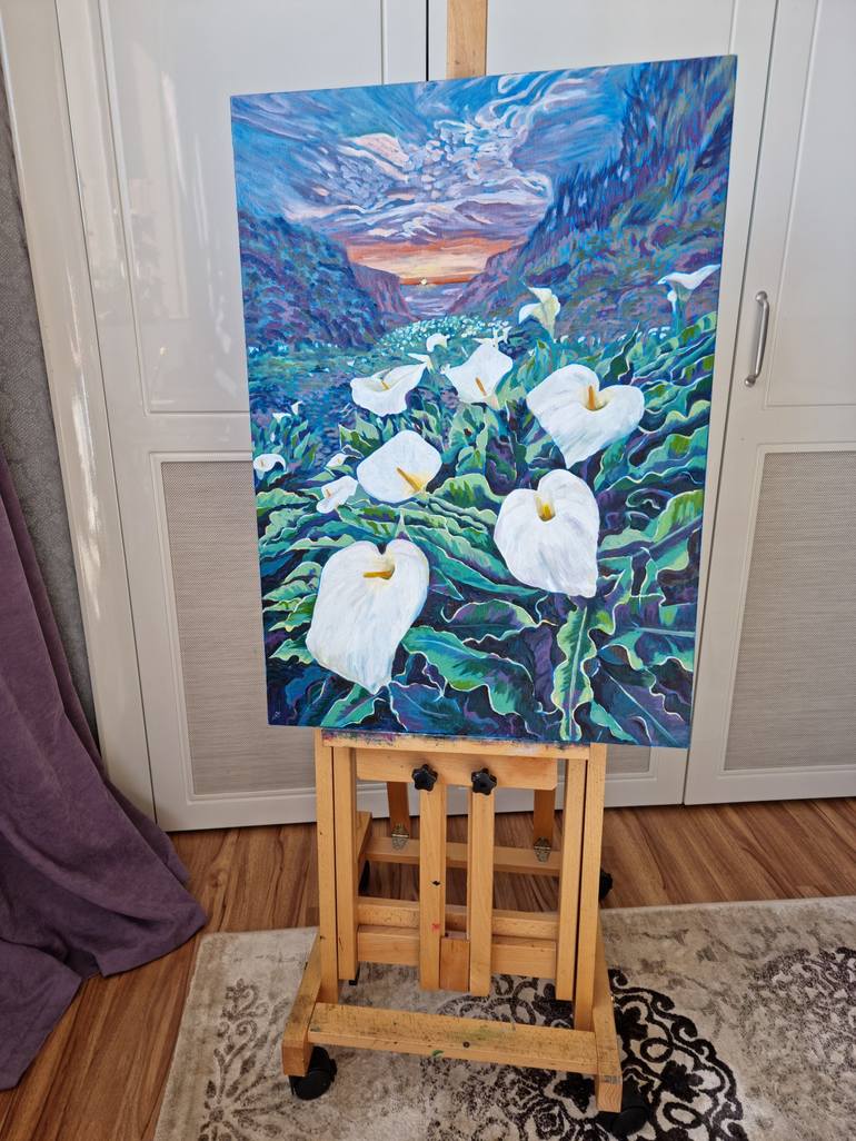 Original Impressionism Floral Painting by Zulfiya Mukhamadeyeva
