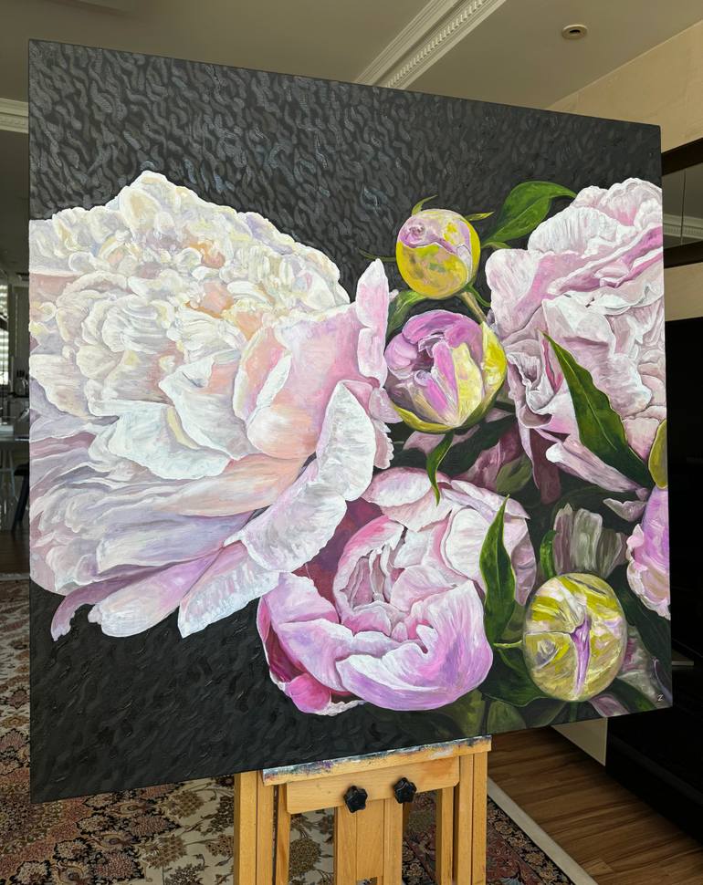 Original Impressionism Floral Painting by Zulfiya Mukhamadeyeva