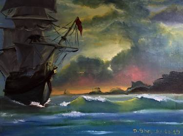 Original Ship Painting by Denys Shevchenko