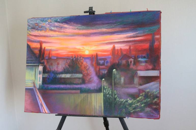 Original Expressionism Landscape Drawing by Aizhan Kalshora