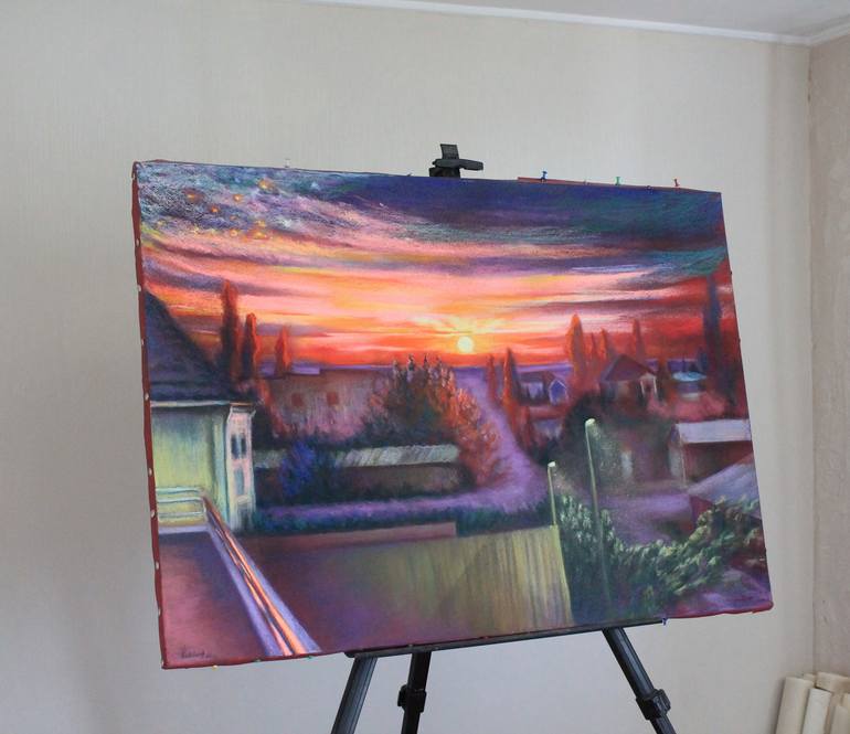 Original Expressionism Landscape Drawing by Aizhan Kalshora