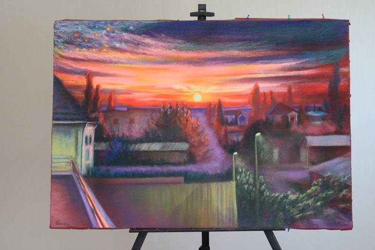 Original Expressionism Landscape Drawing by Aizhan Kalshora