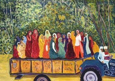 Rajasthani women on a trailer thumb