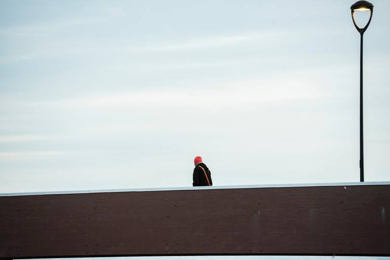 Original Men Photography by Claudia Costantino | Minimalism Art on Paper | THE BRIDGE AT SUNSET