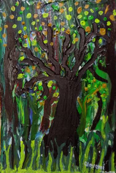 Original Abstract Expressionism Tree Painting by Olayemi Balogun