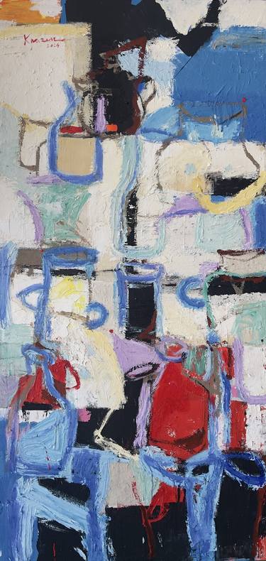 Original Algorithmic Abstract Painting by Thaer Khazem