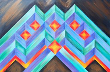Original Folk Geometric Painting by Ieva Arija Stafecka
