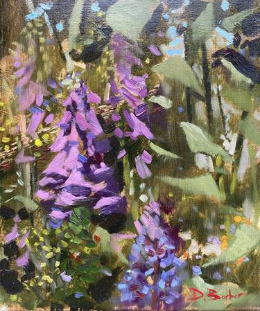 Foxgloves - plein air oil painting thumb