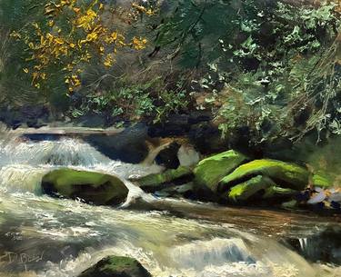The River Lyn - plein air oil painting thumb