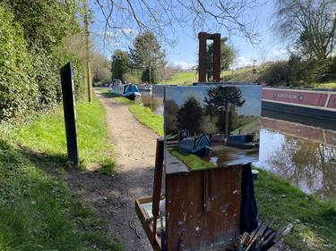 Canal Barges - plein air oil painting thumb