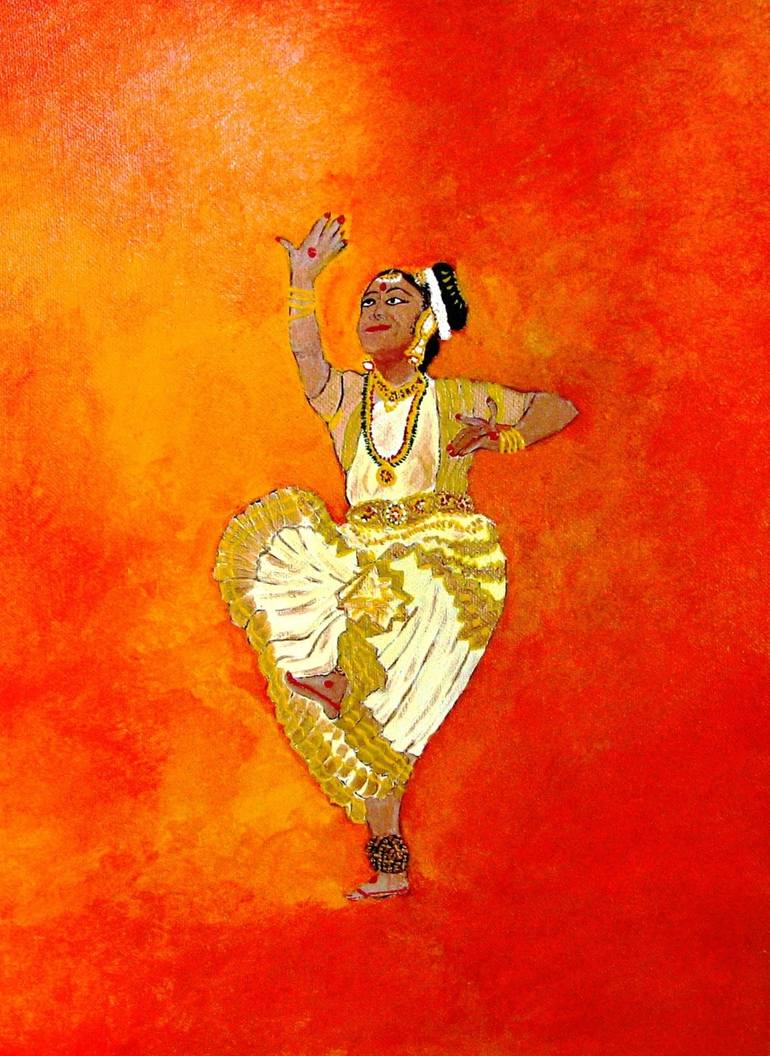 Mohiniyattam Dance Painting by Radhika Rammoorthy | Saatchi Art