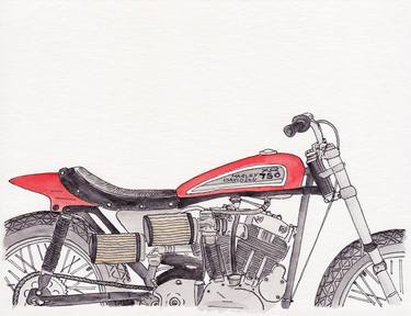 Original Illustration Motorcycle Drawing by Andrea Vailetti