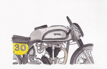 Original Illustration Motorcycle Drawing by Andrea Vailetti